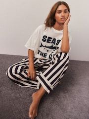 Navy Stripe Fish Jersey Short Sleeve Pyjamas - Image 5 of 9