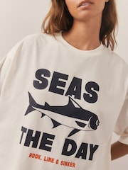 Navy Stripe Fish Jersey Short Sleeve Pyjamas - Image 7 of 9