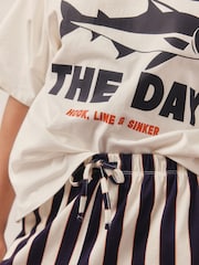 Navy Stripe Fish Jersey Short Sleeve Pyjamas - Image 8 of 9