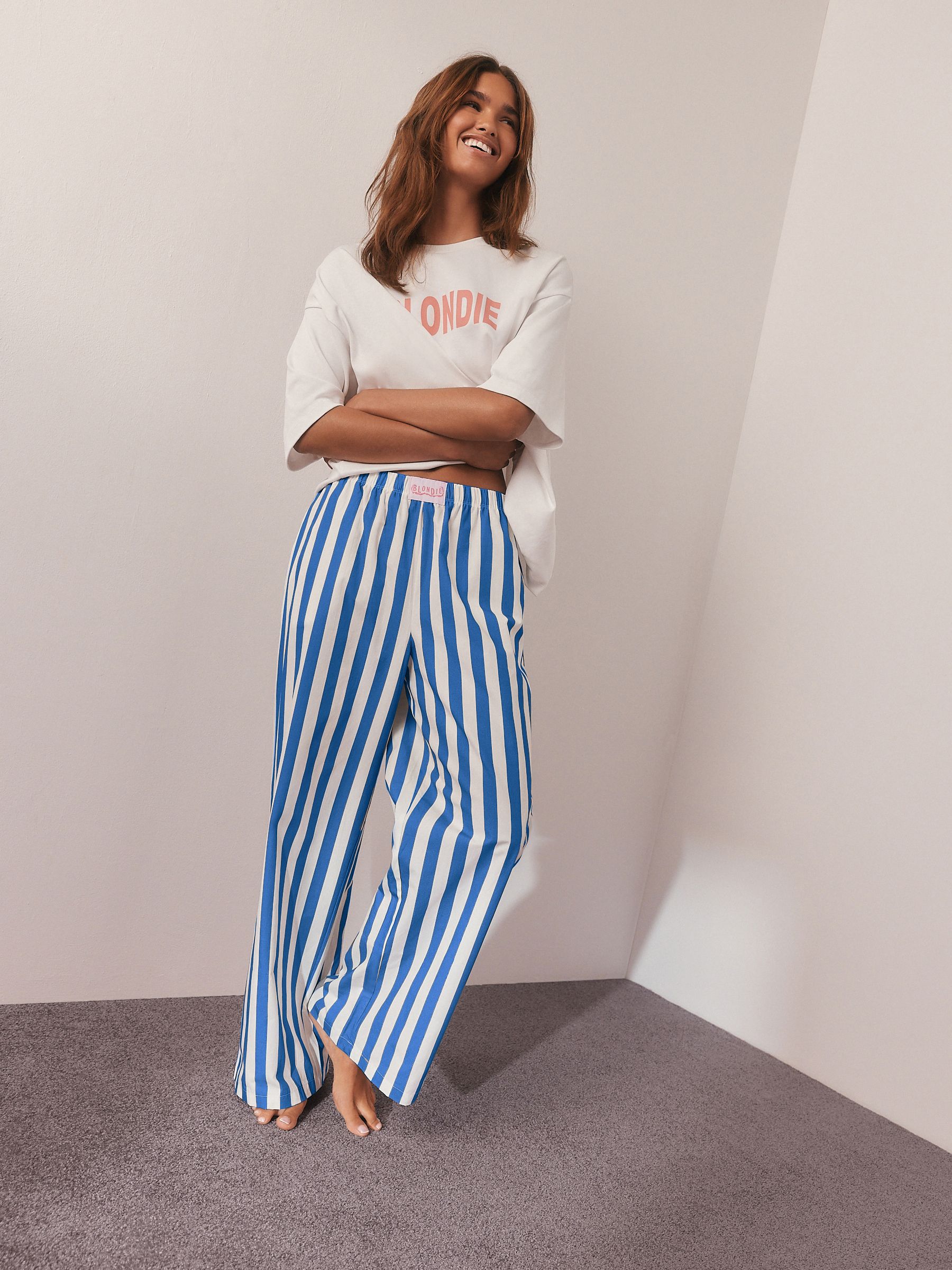 Buy White/Blue Stripe Blondie Short Sleeve Pyjamas from Next USA