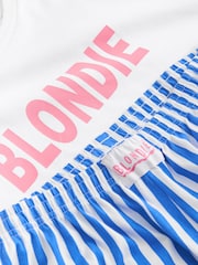 White/Blue Stripe Blondie Short Sleeve Pyjamas - Image 11 of 12
