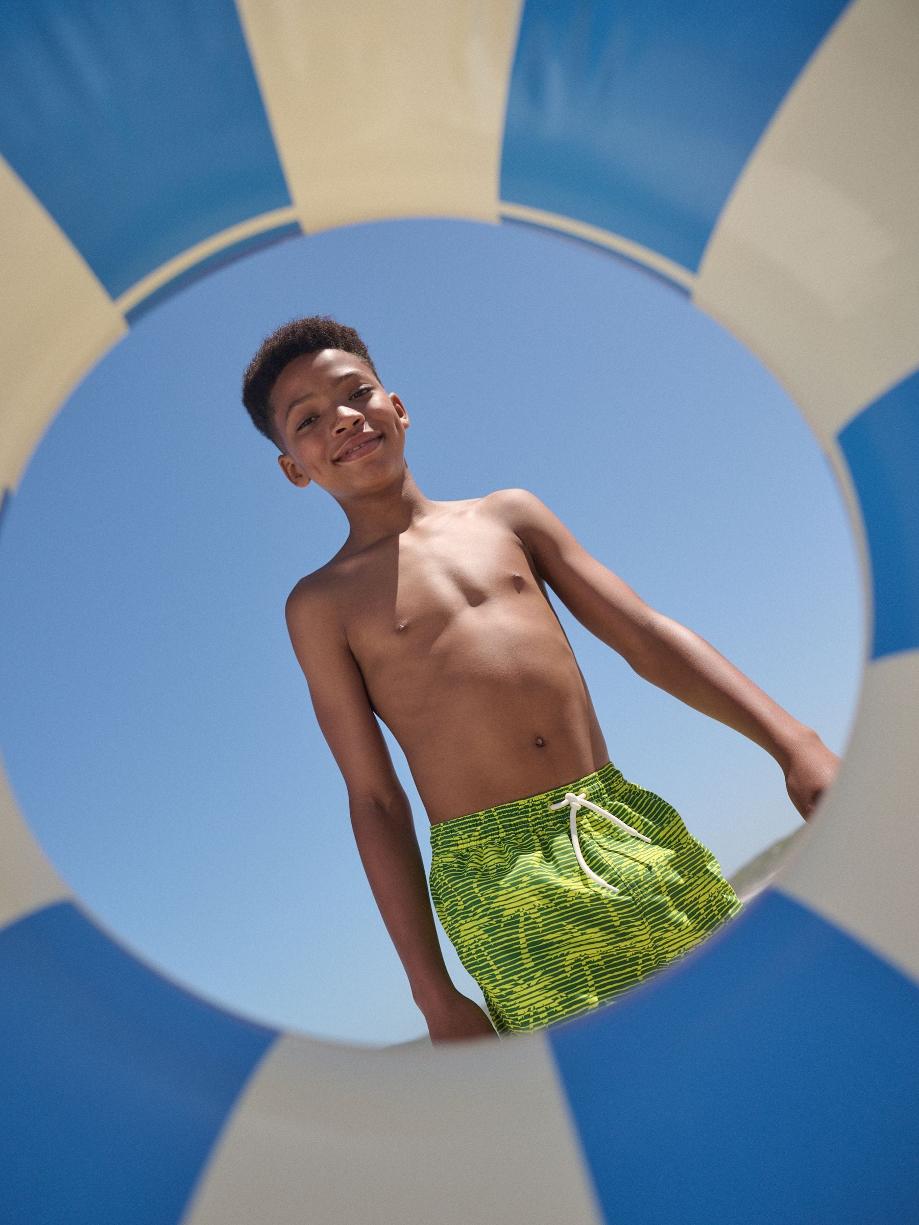 Buy Yellow Palm Tree Printed Swim Shorts (3-16yrs) from Next USA