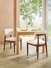 Set of 2 Smart Boucle Oyster Wrenley Dark Wood Leg Dining Chairs - Image 1 of 9