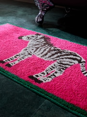 Pink Zebra Runner Bath 100% Cotton Bath Mat - Image 2 of 3