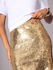 Lipsy Gold Sequin Mini Skirt - Image 3 of 4
