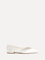 Linzi Cream Bridal Endless Pointed Toe Ballet Flat With Trim Shoes - Image 2 of 6