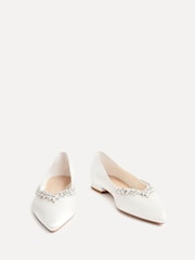 Linzi Cream Bridal Endless Pointed Toe Ballet Flat With Trim Shoes - Image 3 of 6
