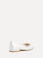 Linzi Cream Bridal Endless Pointed Toe Ballet Flat With Trim Shoes - Image 5 of 6
