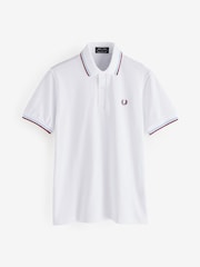 Fred Perry White Made In England Twin Tipped Polo Shirt - Image 1 of 1