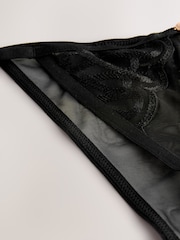 Lipsy Black Geo Embroidery Tanga Thong - Image 6 of 7