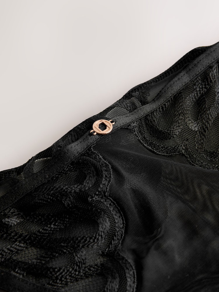Lipsy Black Geo Embroidery Tanga Thong - Image 7 of 7