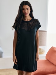 B by Ted Baker Lace Modal Sleep Black T-Shirt - Imagen 1 de 6