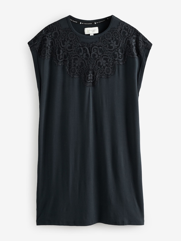 B by Ted Baker Lace Modal Sleep Black T-Shirt - Imagen 6 de 6