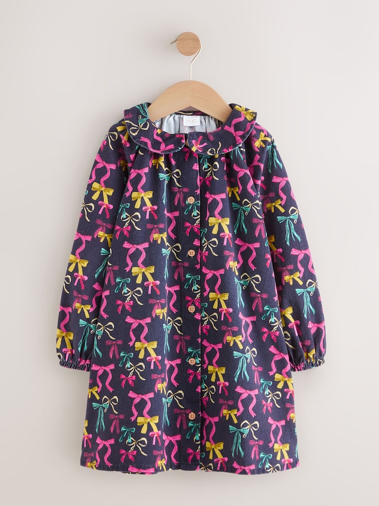 Navy Bow Print Print Shirt Dress (3mths-8yrs) - Image 1 of 4