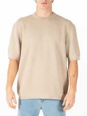 Luke 1977 Relax Fit Cream Ford Knitted T-Shirt - Image 1 of 6