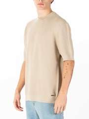 Luke 1977 Relax Fit Cream Ford Knitted T-Shirt - Image 3 of 6