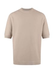 Luke 1977 Relax Fit Cream Ford Knitted T-Shirt - Image 4 of 6