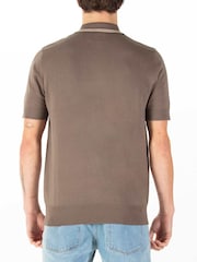 Luke 1977 Sebaco Knitted 100% Cotton Brown Polo Shirt - Image 2 of 6