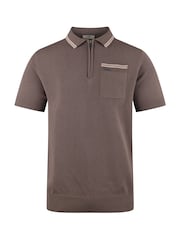 Luke 1977 Sebaco Knitted 100% Cotton Brown Polo Shirt - Image 4 of 6