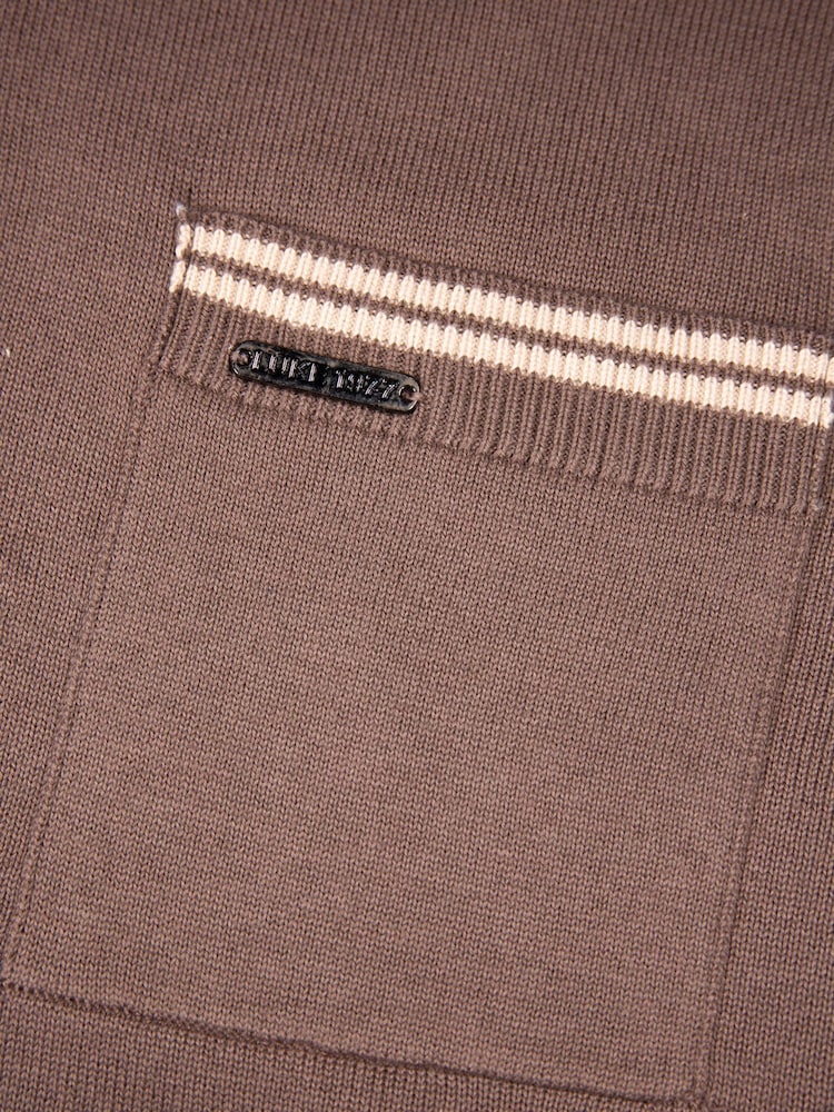 Luke 1977 Sebaco Knitted 100% Cotton Brown Polo Shirt - Image 6 of 6