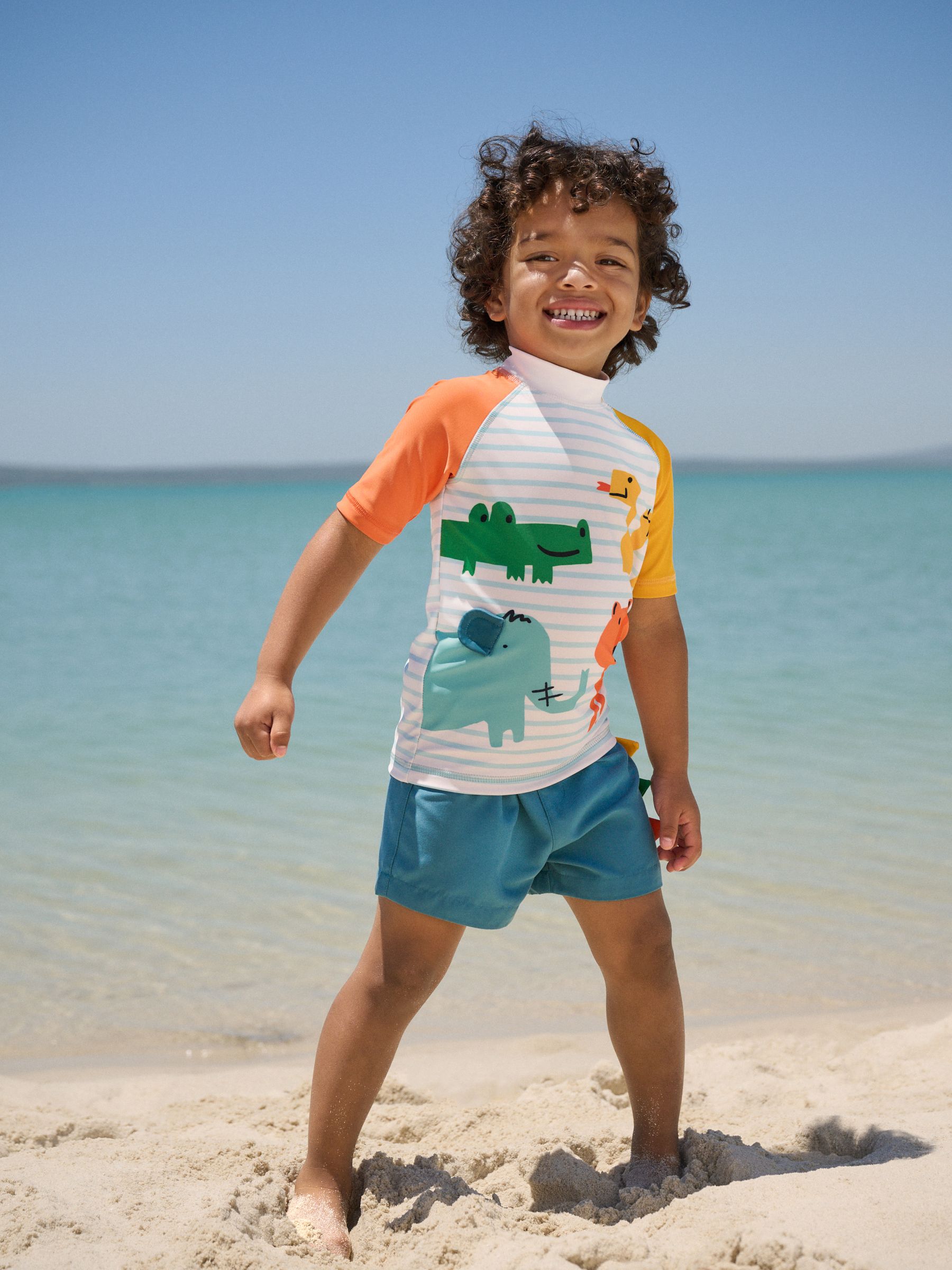 Buy White/Red/Yellow Short Sleeve Sunsafe Rash Vest and Swim