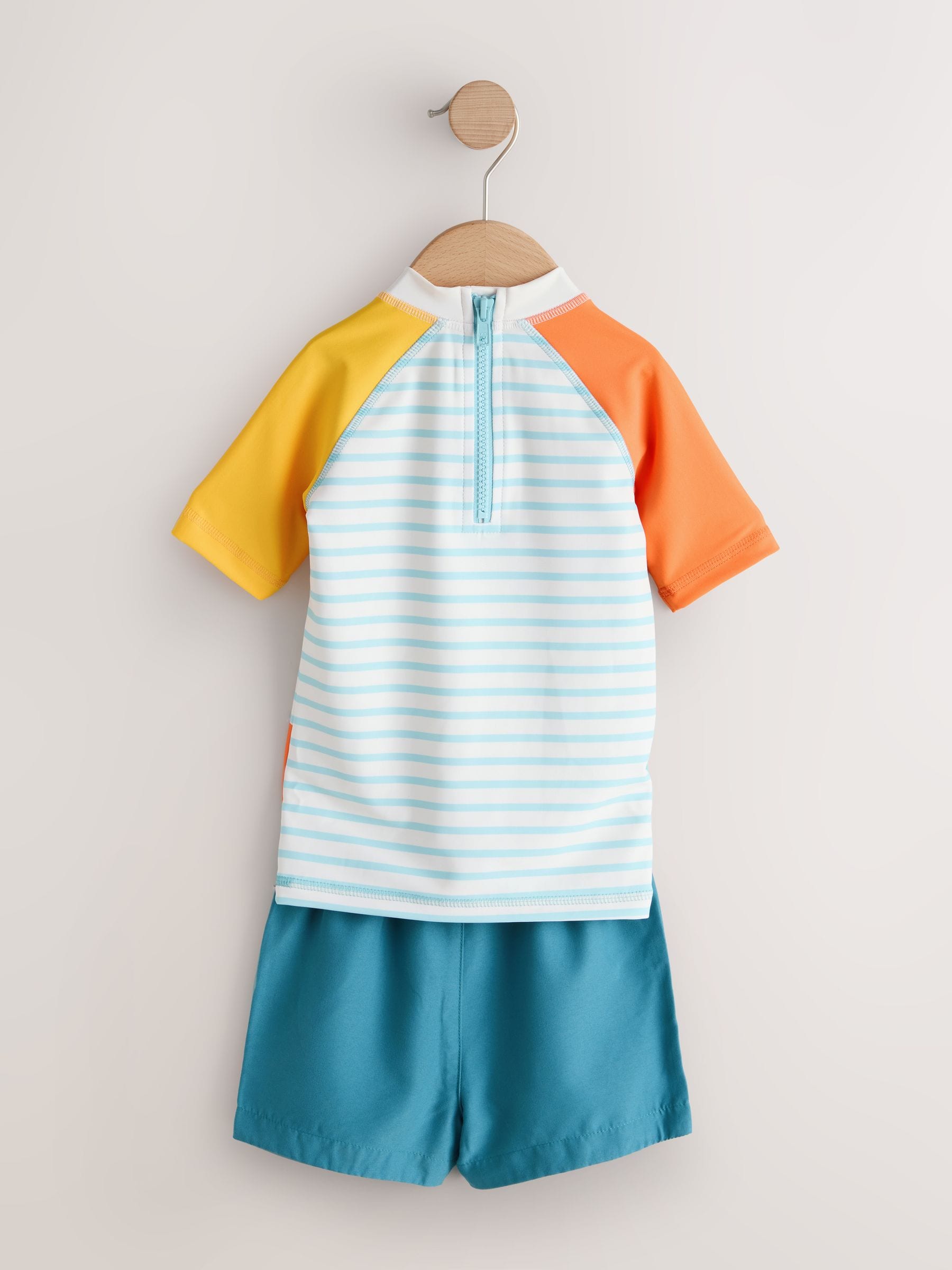 Buy White/Red/Yellow Short Sleeve Sunsafe Rash Vest and Swim