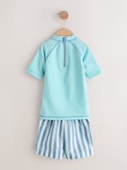 Blue Short Sleeve Sunsafe Rash Vest and Swim Shorts Set (3mths-7yrs) - Image 8 of 11