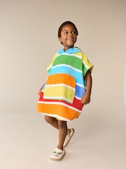 Little Bird by Jools Oliver Bright Stripes Cotton Towelling Hooded Poncho - Image 2 of 9
