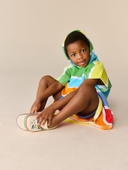 Little Bird by Jools Oliver Bright Stripes Cotton Towelling Hooded Poncho - Image 3 of 9