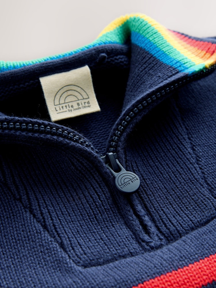 Little Bird by Jools Oliver Navy Knitted Long Sleeve 1/4 Zip Jumper - Image 11 of 11