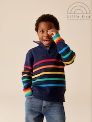 Little Bird by Jools Oliver Navy Knitted Long Sleeve 1/4 Zip Jumper - Image 12 of 12