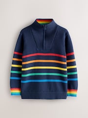 Little Bird by Jools Oliver Navy Knitted Long Sleeve 1/4 Zip Jumper - Image 8 of 12