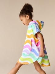Little Bird by Jools Oliver Pastel Stripes Cotton Towelling Hooded Poncho - Image 1 of 11