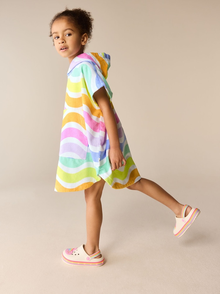 Little Bird by Jools Oliver Pastel Stripes Cotton Towelling Hooded Poncho - Image 2 of 11