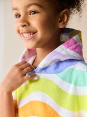 Little Bird by Jools Oliver Pastel Stripes Cotton Towelling Hooded Poncho - Image 5 of 11