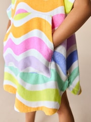 Little Bird by Jools Oliver Pastel Stripes Cotton Towelling Hooded Poncho - Image 6 of 11