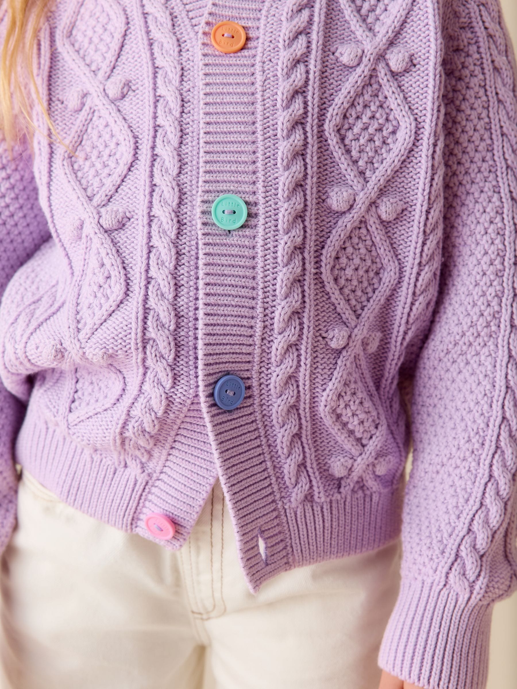 Buy Little Bird by Jools Oliver Lilac Purple Knitted Cable Cotton