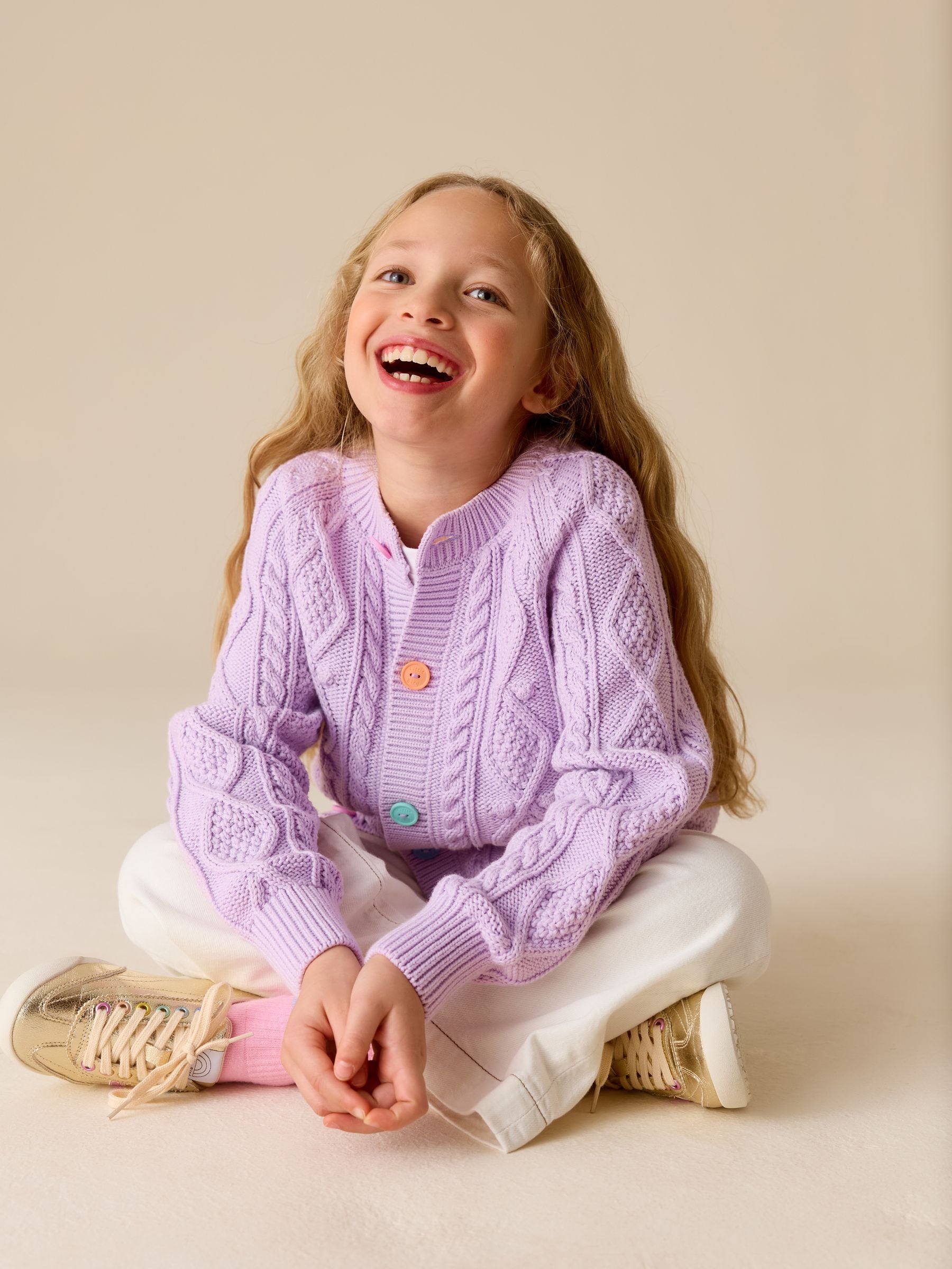未使用級 MIU MIU ふんわり ゆったりニットコート パステルパープル Buy Little Bird by Jools Oliver Lilac Purple Knitted Cable Cotton