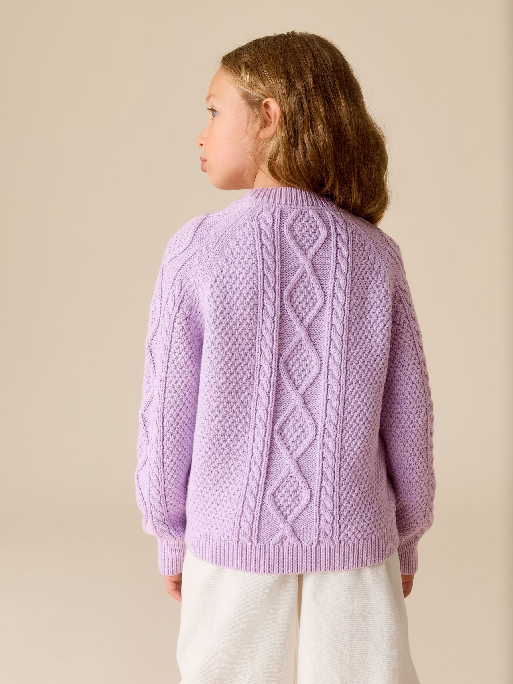 Buy Little Bird by Jools Oliver Lilac Purple Knitted Cable Cotton