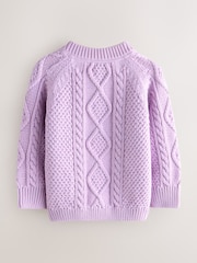 Little Bird by Jools Oliver Lilac Purple Knitted Cable Cotton Cardigan - Image 6 of 9