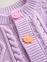 Little Bird by Jools Oliver Lilac Purple Knitted Cable Cotton Cardigan - Image 7 of 9