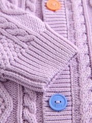 Little Bird by Jools Oliver Lilac Purple Knitted Cable Cotton Cardigan - Image 8 of 9