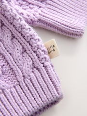 Little Bird by Jools Oliver Lilac Purple Knitted Cable Cotton Cardigan - Image 9 of 9