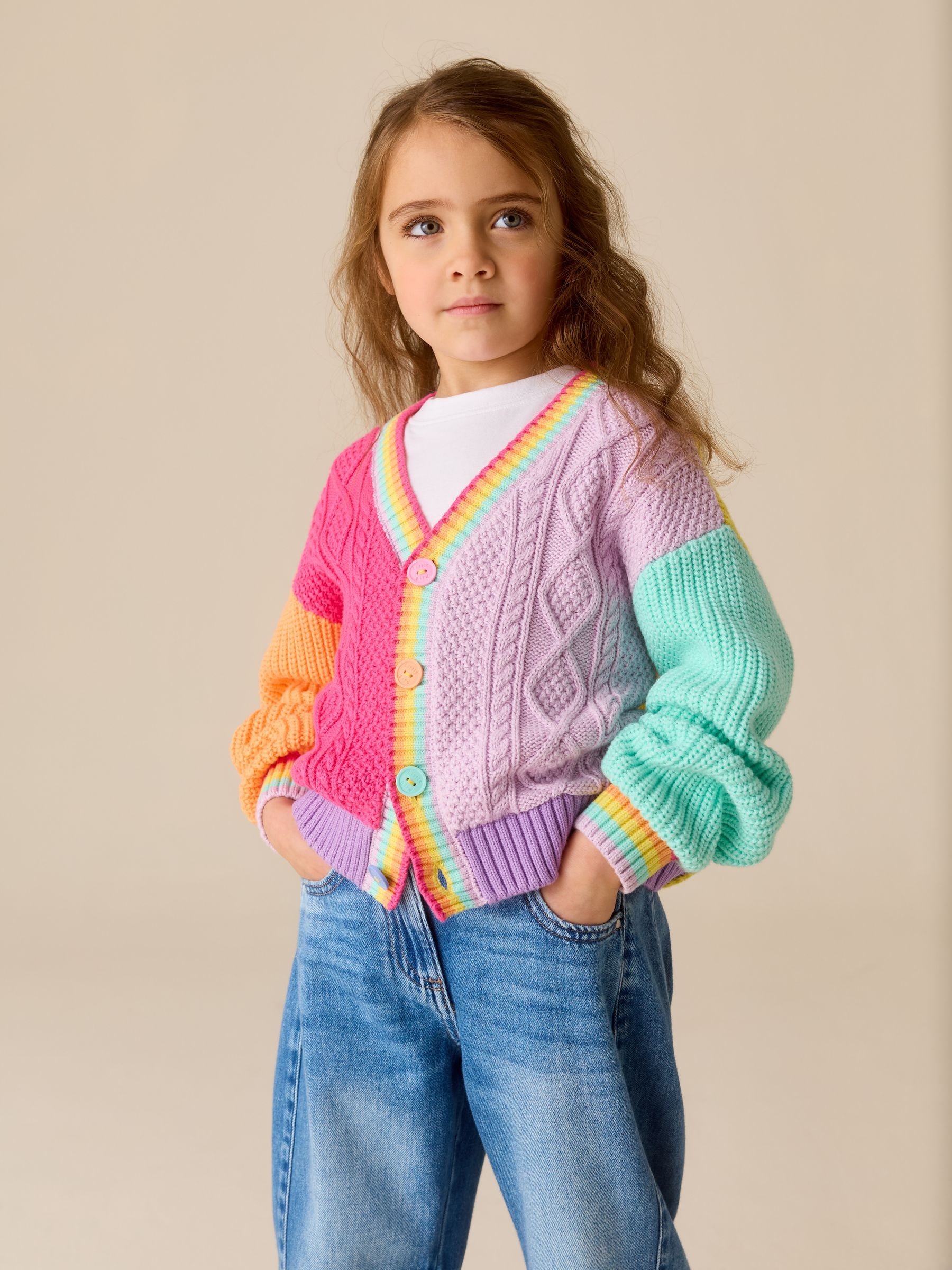 Buy Little Bird by Jools Oliver Pastel Colourblock Knitted V-Neck