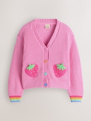 Little Bird by Jools Oliver Knitted V-Neck Strawberry Cardigan - Slika 1 iz 6