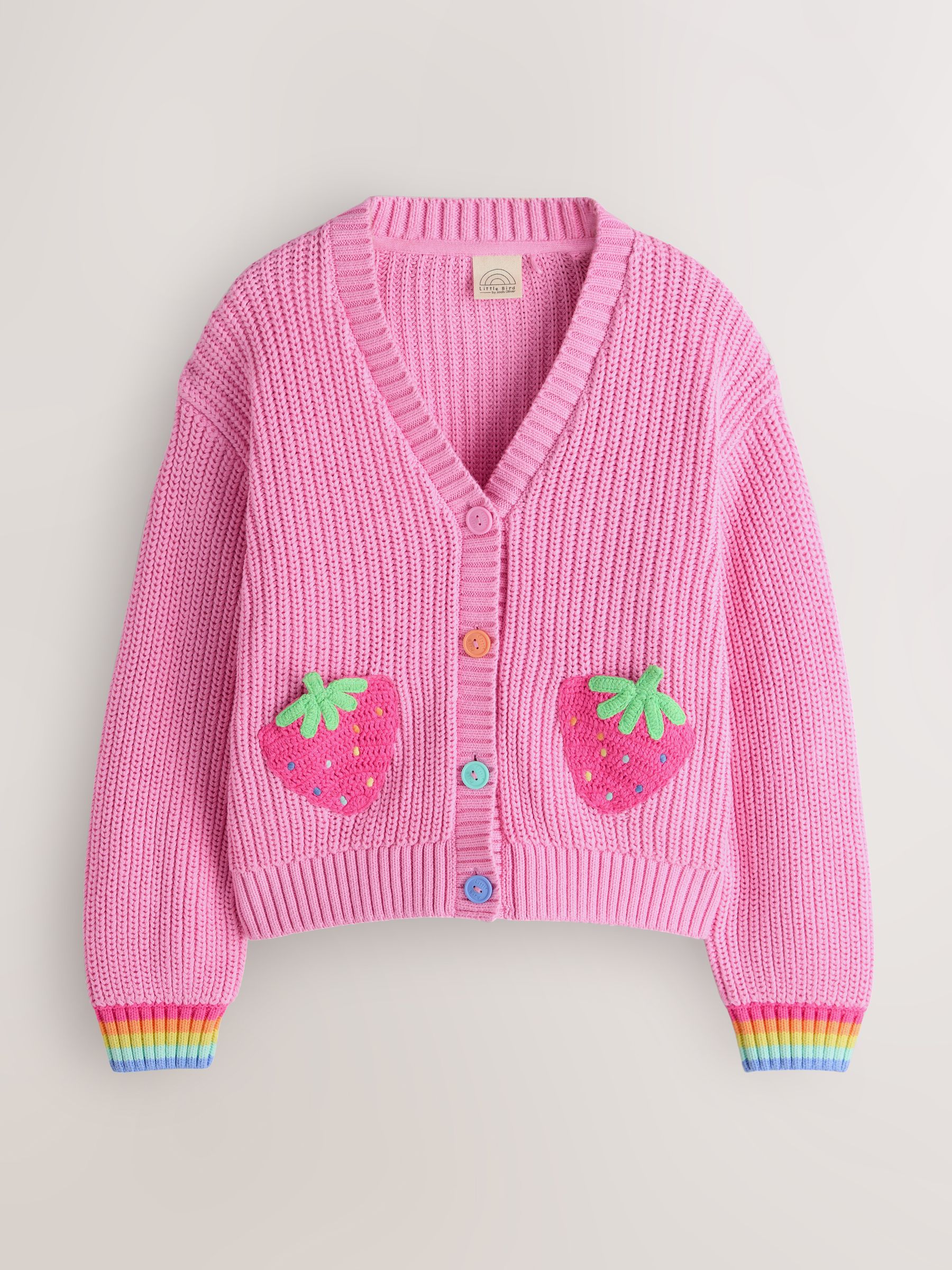 Buy Little Bird by Jools Oliver Pink Knitted V-Neck Strawberry
