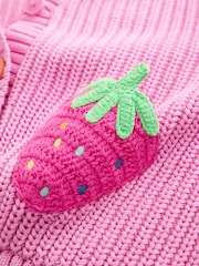 Little Bird by Jools Oliver Knitted V-Neck Strawberry Cardigan - Slika 3 iz 6