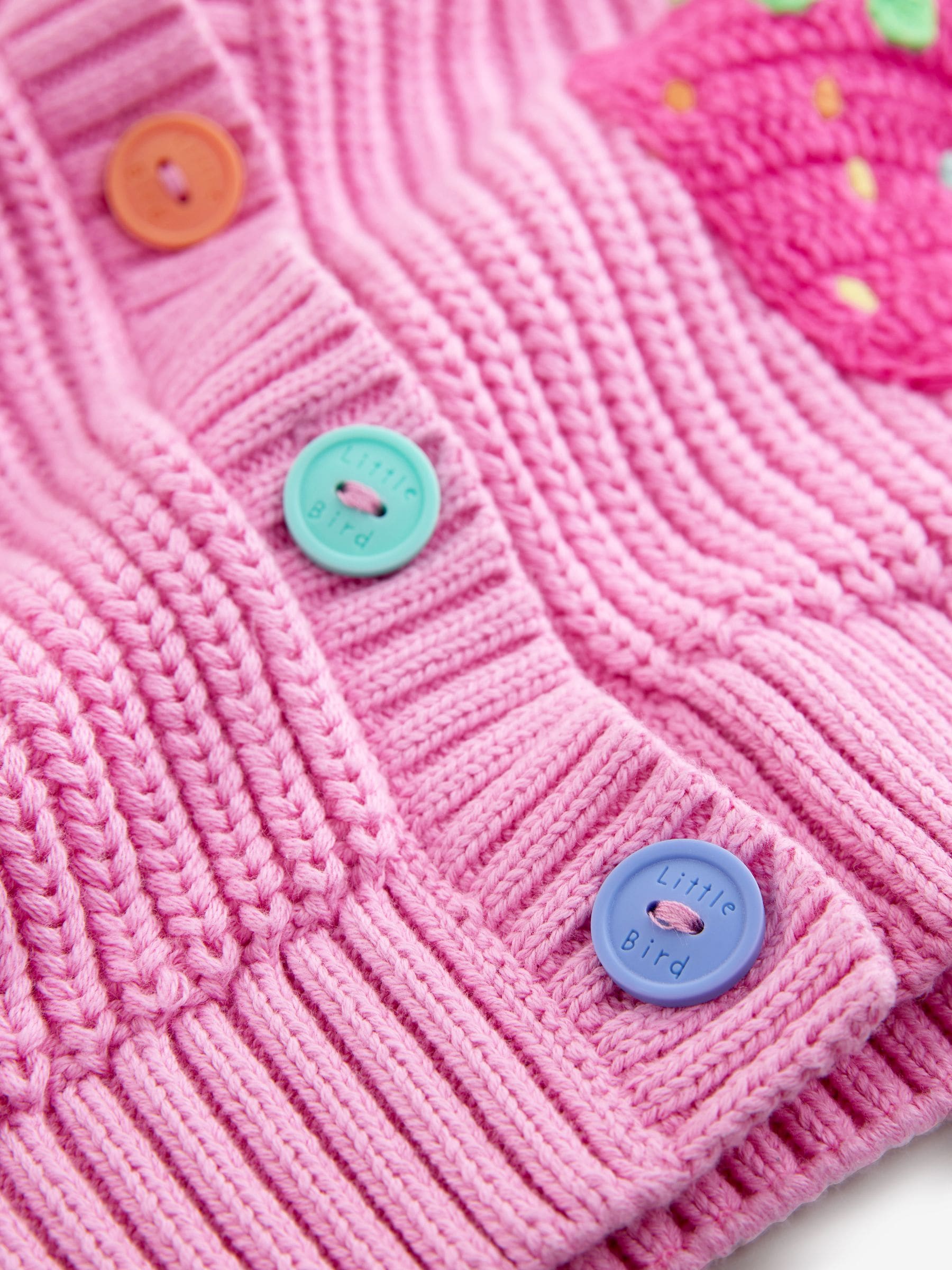 Buy Little Bird by Jools Oliver Pink Knitted V-Neck Strawberry
