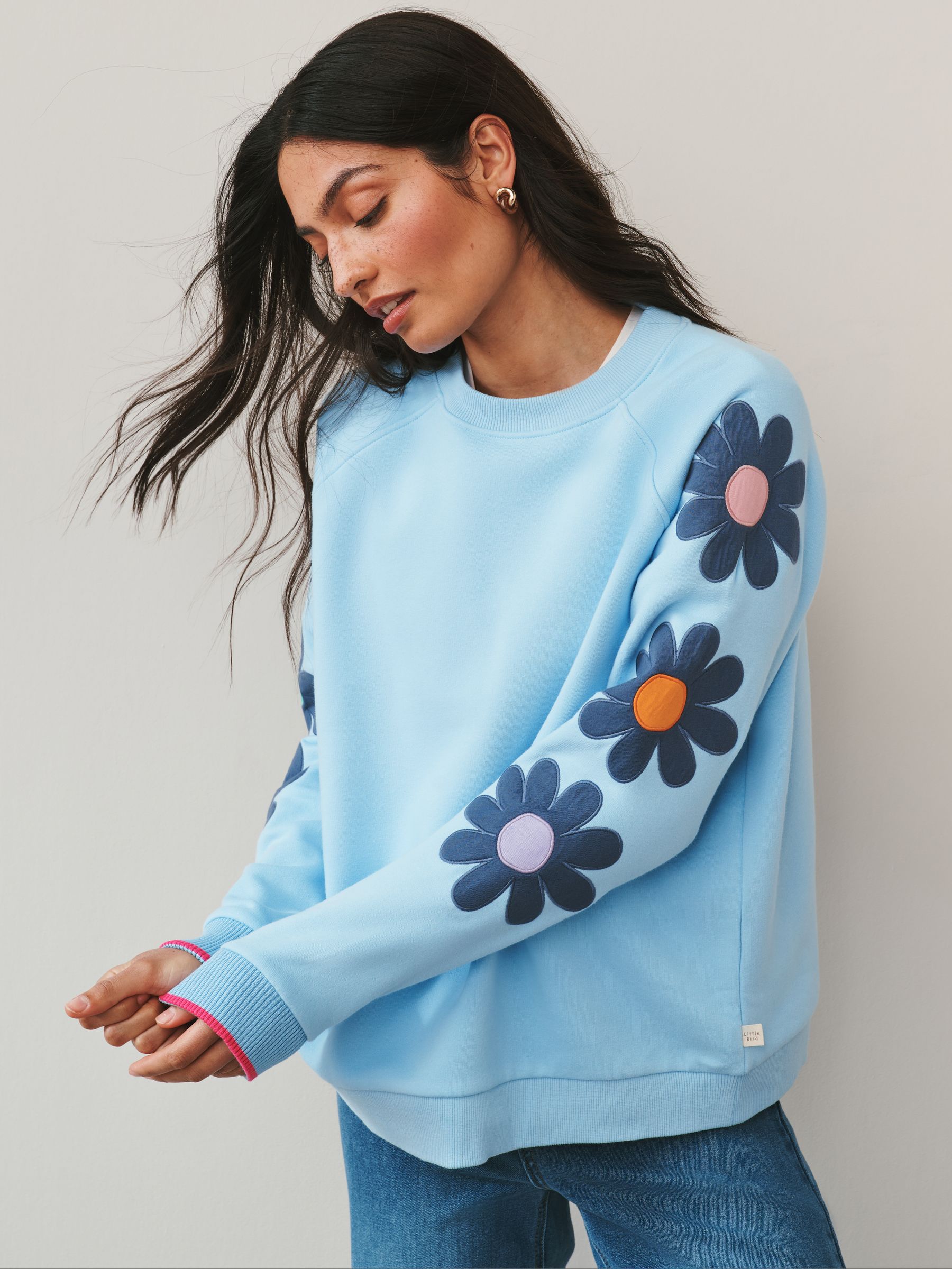 Little Bird by Jools Oliver Pale Blue Oversized Crew Neck Sweatshirt