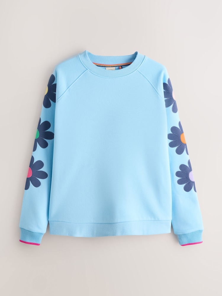 Little Bird by Jools Oliver Pale Blue Oversized Crew Neck Sweatshirt - Image 1 of 1